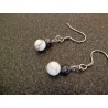Boucles d'oreilles argentées  « Black and white »