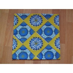 Housse motif Wax jaune et bleu