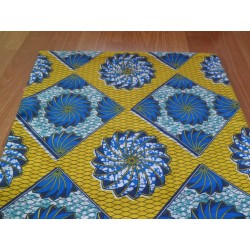 Housse motif Wax jaune et bleu