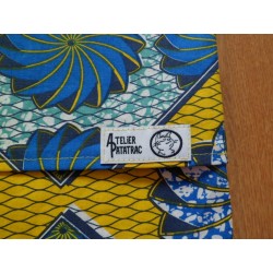 Housse motif Wax jaune et bleu