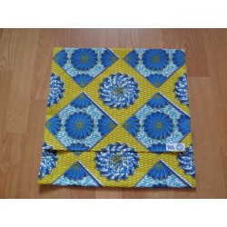 Housse motif Wax jaune et bleu