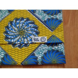 Housse motif Wax jaune et bleu