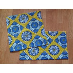 Housse motif Wax jaune et bleu