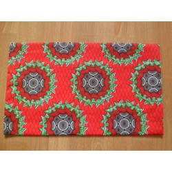 Housse motif Wax rouge et vert