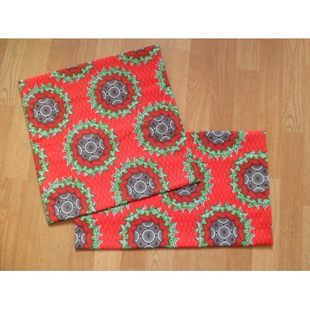 Housse motif Wax rouge et vert