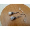 Boucles d'oreilles argentées  « Black and white »