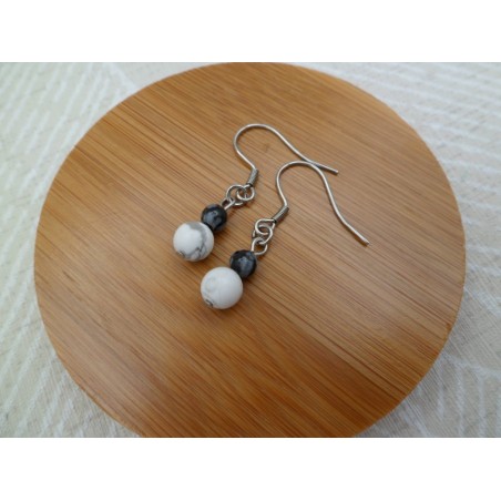 Boucles d'oreilles argentées « Black and white »