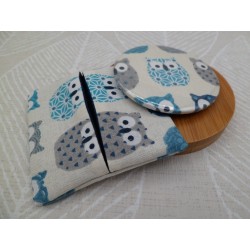 Miroir de poche "Hiboux bleus 1"