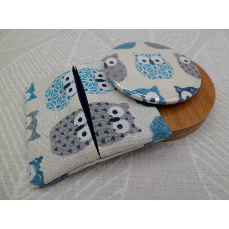 Miroir de poche "Hiboux bleus 1"